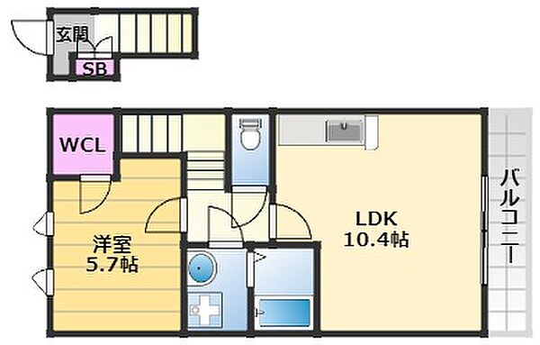 ティンカーベルRS 206｜大阪府和泉市三林町(賃貸アパート1LDK・2階・41.19㎡)の写真 その2