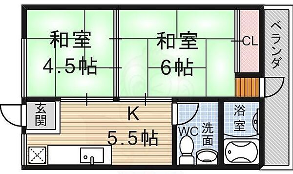 向島マンション ｜京都府京都市伏見区向島津田町(賃貸マンション2DK・2階・33.13㎡)の写真 その2