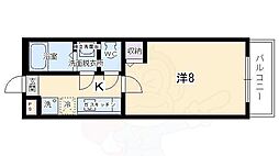フラッティ唐橋 1Kの間取図画像