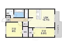 プラムアウル2 3階2LDKの間取り