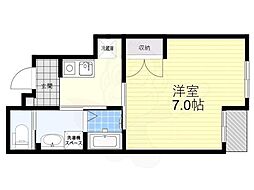 サンモールコート九条 2階1Kの間取り