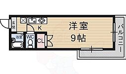 北川ビル 1階ワンルームの間取り