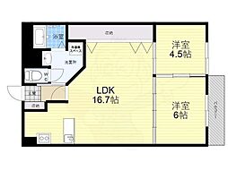 九条住宅 A棟 11階2LDKの間取り