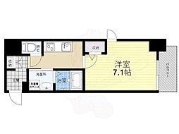エストゥルース京都 7階1Kの間取り