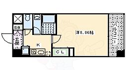 レジディア京都駅前 2階1Kの間取り