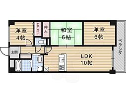 モイセス桜木 5階2LDKの間取り