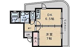 オーズビル 2階1DKの間取り