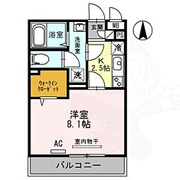 セジュールモンド 3階1Kの間取り