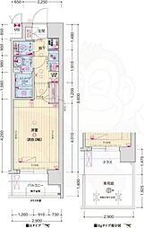 ソルテラス京都JUJO薫 3階1Kの間取り