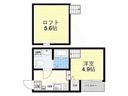 ハーモニーテラス豊後橋町A 1階1Kの間取り