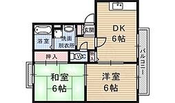 ディアコート 2階2DKの間取り