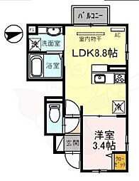 グランシャリオ正道 1階1LDKの間取り