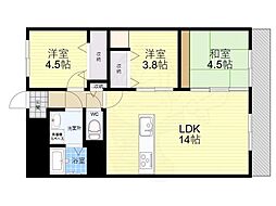 向島ニュータウン第3街区G棟 3階3LDKの間取り
