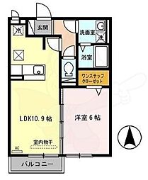 フィエスタ2号館 1階1LDKの間取り