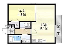 (仮称)桃山水野左近西町新築アパート 1階1LDKの間取り