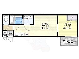(仮称)桃山水野左近西町新築アパート 2階1LDKの間取り