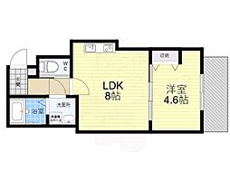 (仮称)桃山水野左近西町新築アパート 3階1LDKの間取り