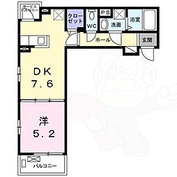 グランデ・カーサ・ケイ2 3階1DKの間取り