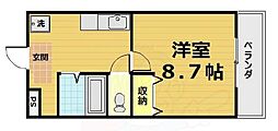 クローバー36 1階1Kの間取り