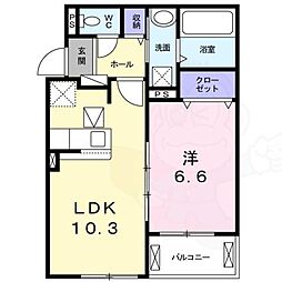 サニーコート Miyabi 西 1階1LDKの間取り