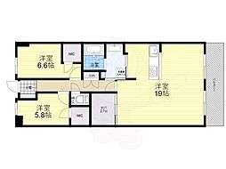 京都桂川つむぎの街　グランスクエア 14階2LDKの間取り