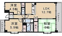 ヴィヴァーチェ桃山 5階3LDKの間取り