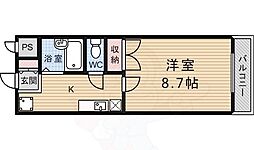 クローバー36 2階1Kの間取り