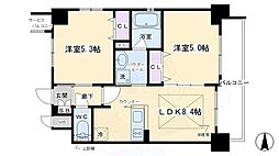 エステムプラザ京都聚楽第粋邸 2DKの間取図画像