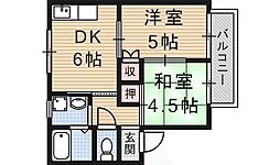 多田ハイツ2 2DKの間取図画像