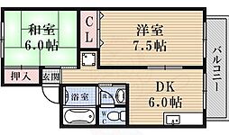 セジュールレポゼ 2DKの間取図画像