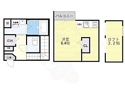 クレセント大亀谷 1Kの間取図画像