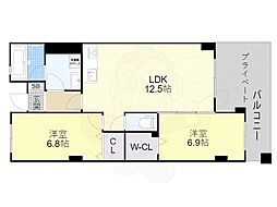 エバー・グリーン宇治 2LDKの間取図画像
