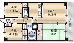 朝日プラザ伏見桂川 3LDKの間取図画像