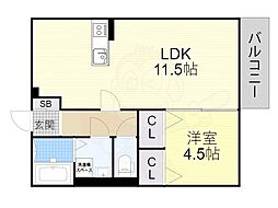 ベル・エキップ 1LDKの間取図画像