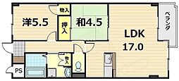インペリアル明日香 2LDKの間取図画像