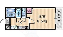 ロックブック中書島 1Kの間取図画像