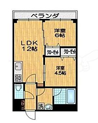 第2長栄マンション 1LDKの間取図画像
