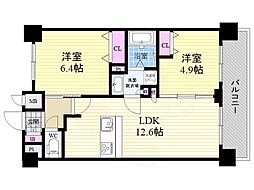 CRYSTALGLANZ京都西大路 2LDKの間取図画像