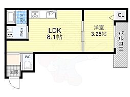 st.Residence深草 1DKの間取図画像