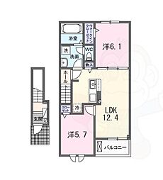 (仮)石田内里町アパート 2LDKの間取図画像