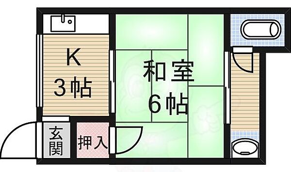 茨木アパート ｜京都府京都市伏見区問屋町(賃貸アパート1K・2階・15.00㎡)の写真 その2