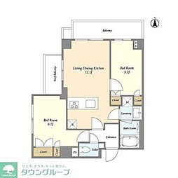 ディームス横濱神之木台 4階2LDKの間取り