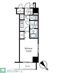 アスピラス鶴見 8階1Kの間取り
