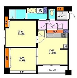 akira quattro 9階2DKの間取り