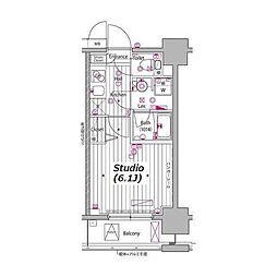 ガーラ・プレシャス川崎 6階1Kの間取り