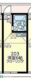 ユナイト鶴見ロザリオ ワンルームの間取図画像
