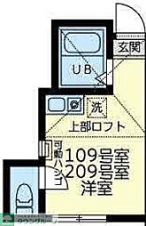カーザ・ビアンカ ワンルームの間取図画像
