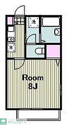 プランドール 1Kの間取図画像