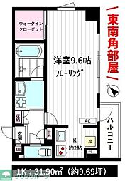 ザ・クレイン 1Kの間取図画像