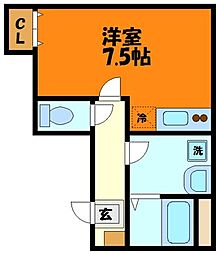 ボンディア ワンルームの間取図画像